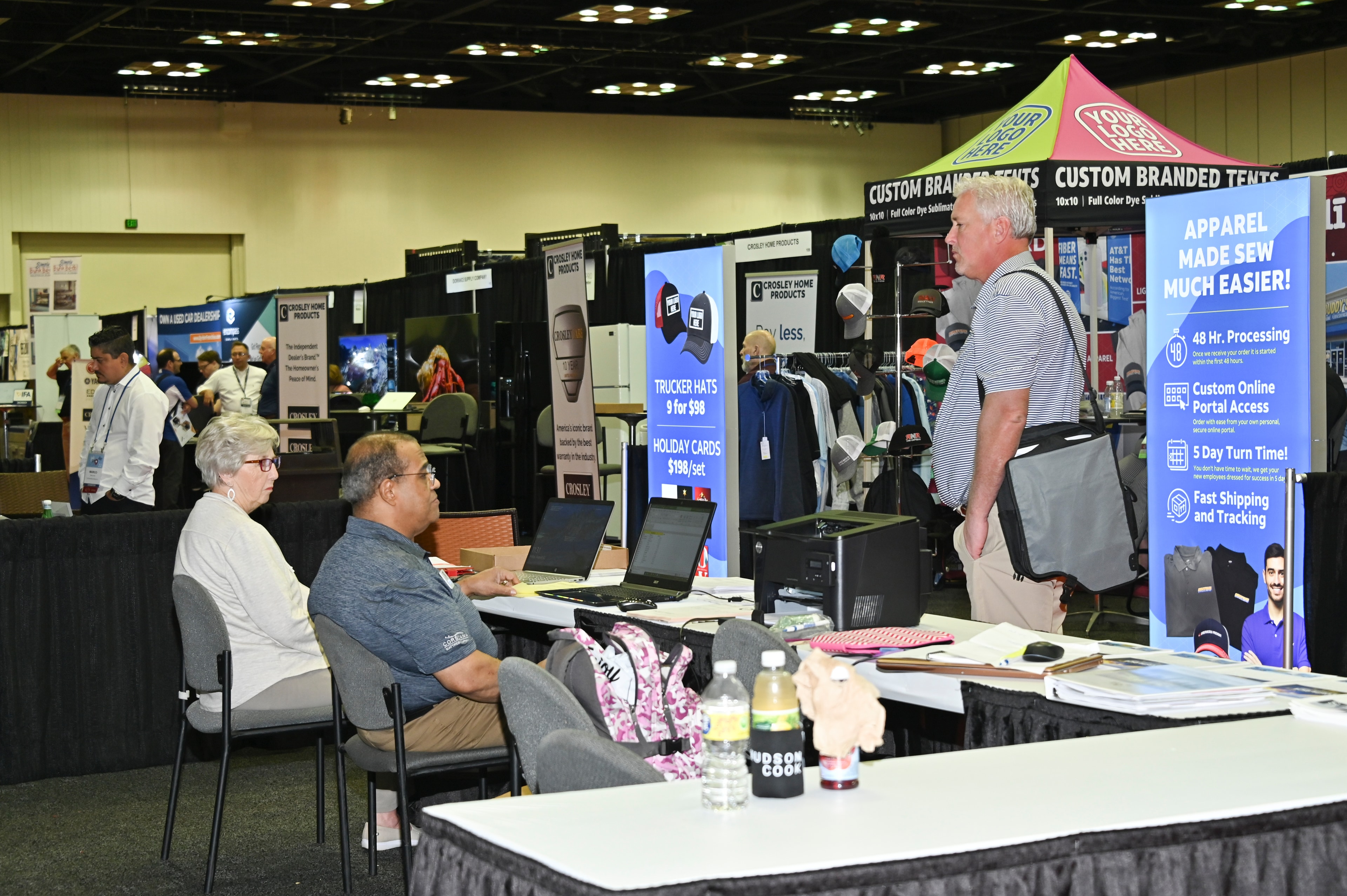 Trade show booth visitors networking